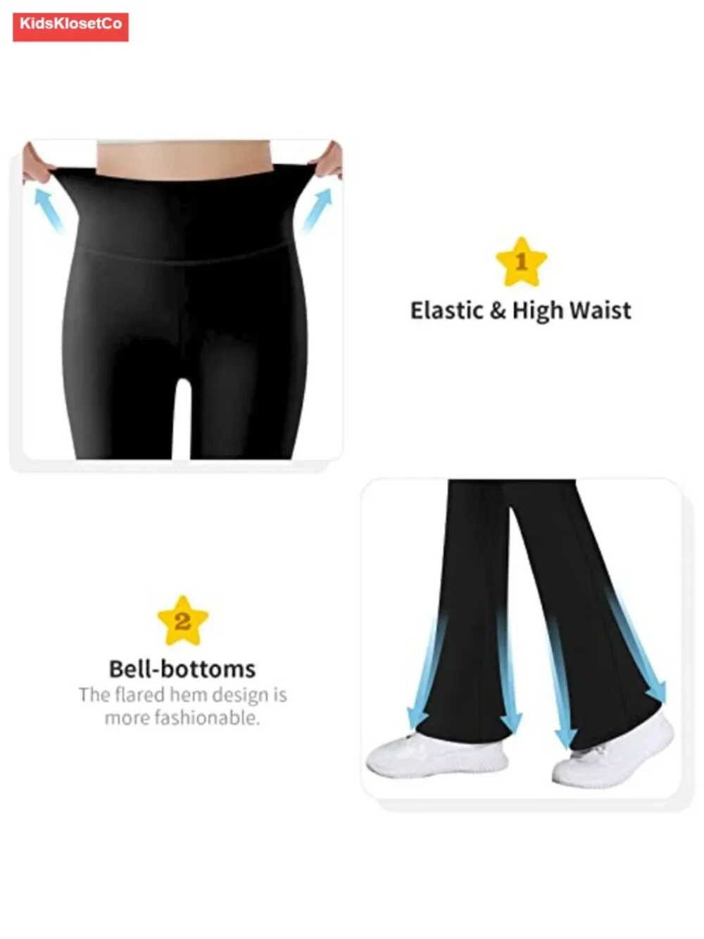 Girls High Waist Bootcut Yoga Pants - 4-Way Stretch Flared Leggings for Dance,
